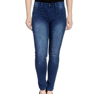 ALLURE embellished Blue Jeans 2X Rhinestone Bling Distressed Stretch Denim XXL